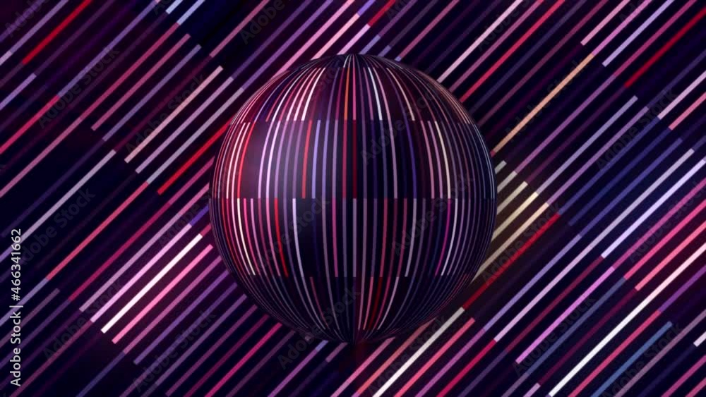 Poster festive ball with shiny lines. motion. beautiful background with shiny lines and rotating ball. fest