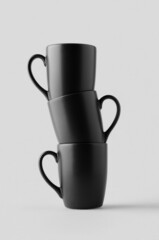 Black curved mug mockup, stacked.