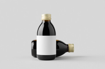 Cold brew coffee glass bottle mockup with blank label.