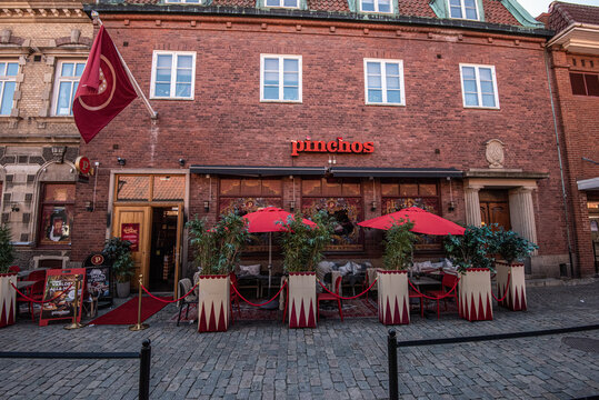 Falkenberg, Sweden - May 29 2021: Pinchos tapas restaurant at Storgatan.