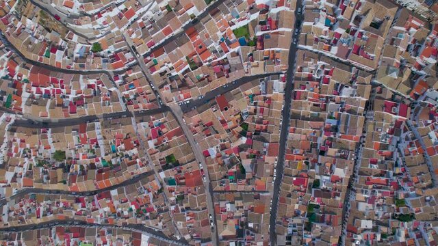 Aerial view of Olvera a beautiful old Village of Andalusia Spain in Cadiz
