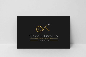 black and gold  letter Q and T for personal lawyer logo design
