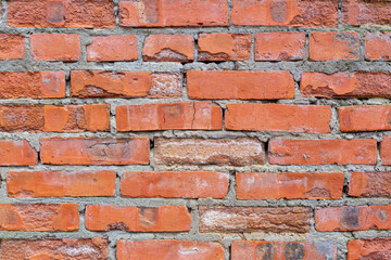 The brick wall is red. Brickwork. Textured background
