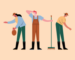 farmers workers three characters