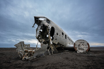 Fototapeta na wymiar Abandoned DC-3 Airplane on Solheimasandur beach, Iceland.