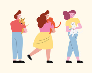 three persons adopting pets