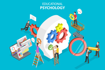 3D Isometric Flat Vector Conceptual Illustration of Educational Psychology, Professional Psychotherapy Team