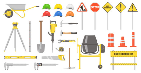 Vector set of construction tools