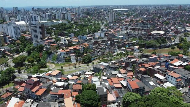 salvador, bahia, brazil - october 29, 2021: aerial view of buildings and homes in the city of Salvador.