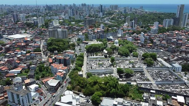salvador, bahia, brazil - october 29, 2021: aerial view of buildings and homes in the city of Salvador.