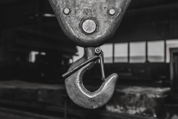 Lifting mechanism iron chain with hook equipment heavy crane at factory