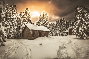 A cabin in the snow in Uludag