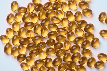 Omega 3 capsules on a light background