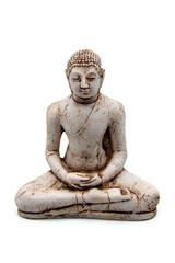 Buddha. Statue of sitting in meditation Buddha isolated on white background. Closeup
