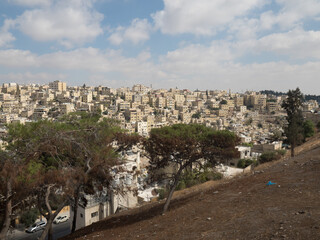 Vistas de Ammán, desde el mirador frente a la Ciudadela, en Jordania, Asia