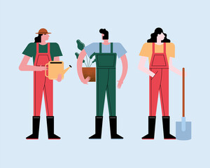 three farmers workers characters