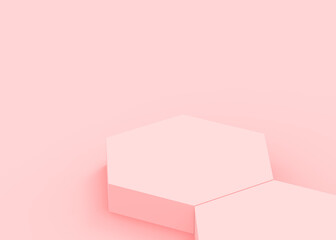 Abstract 3d pink hexagon podium minimal studio background.