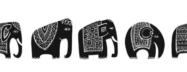 Vinatage elephants, Seamless pattern background for your design