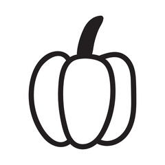 Pumpkin black and white icon. Doodle Pumpkin sketch. Vector illustration of vegetable outline.