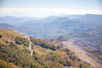 Peak of mountains. National park Lovcen. Nature of Montenegro