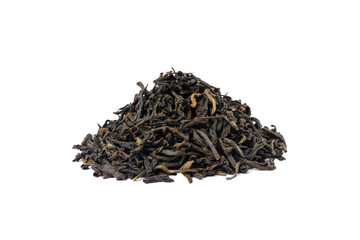 yunnan black tea heap isolated on white background.