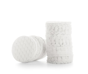 New soft cotton pads on white background