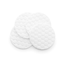 New soft clean cotton pads on white background