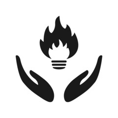 Fiery light bulb. Illustration.