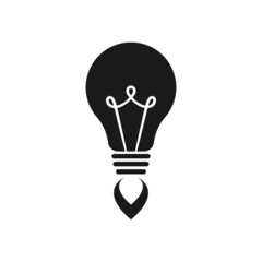 Rocket light bulb. Inspiration idea, business startup concept.