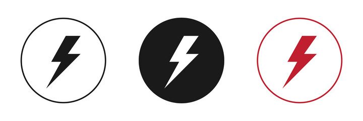 Set of electrical lightning logo designs. Thunder icons. Modern flat style.