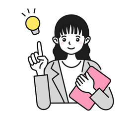 提案をする女性のイラスト　ビジネスシーン用の素材