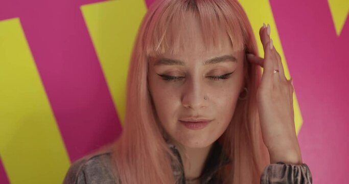 Portrait of gen z female looking to camera