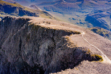 Aeral view of the summit of Ben Nevis - the UK's tallest mountain peak