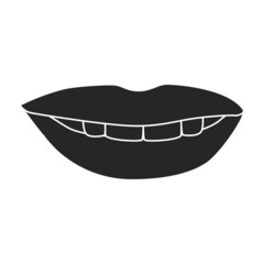 Female lip vector icon.Black vector icon isolated on white background female lip.