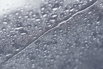 Raindrops dripping across a window in a cold winter day. Close up, texture background.