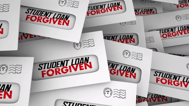 Student Loan Forgiven Envelopes Letters Debt Forgiveness 3d Animation