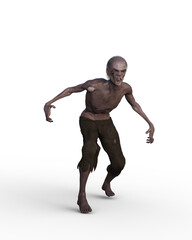 3D irendering of a fantasy zombie monster isolated on a white background.
