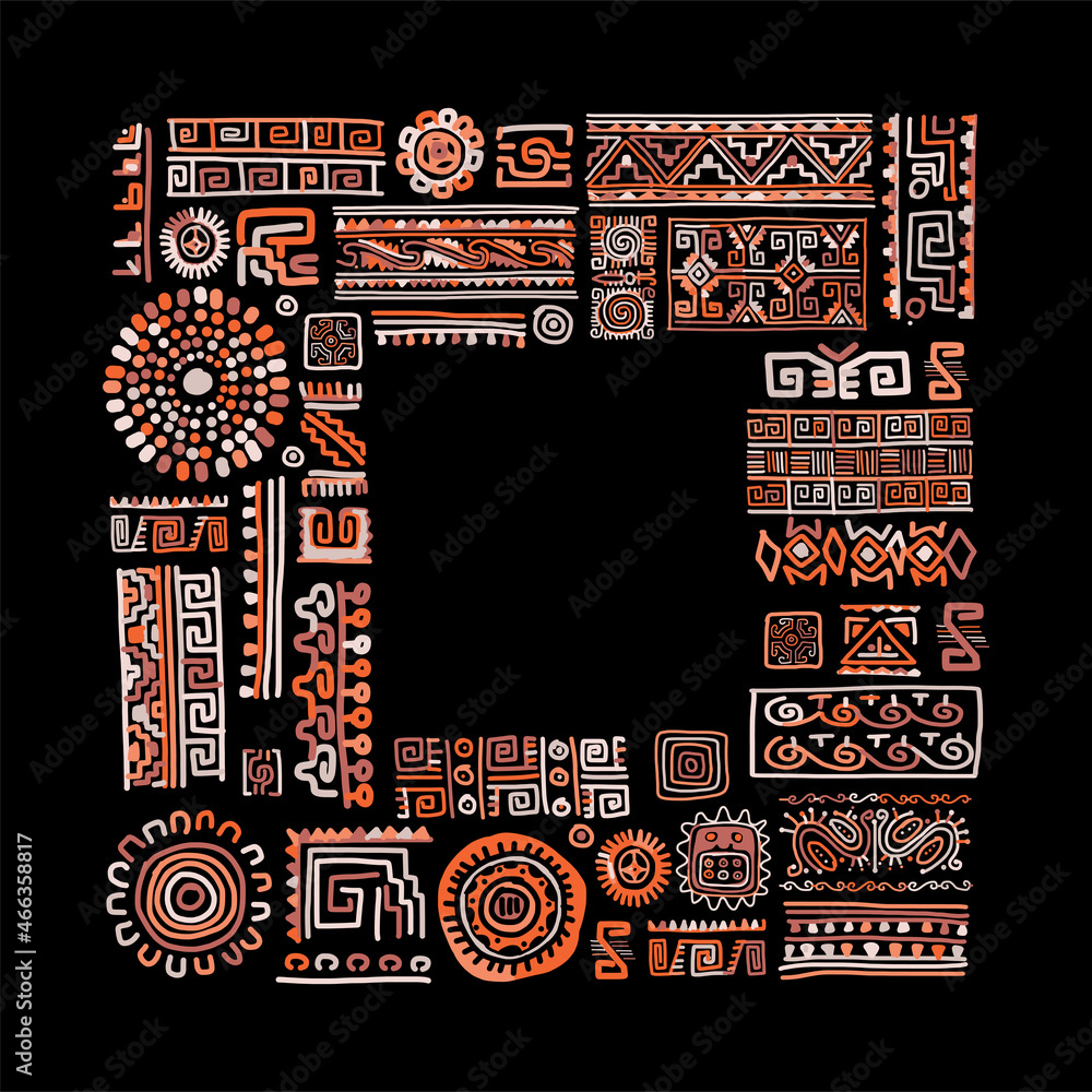 Poster ethnic handmade ornamental frame design with place for your text