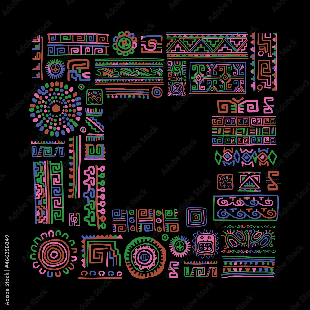 Poster Ethnic handmade ornamental frame design with place for your text