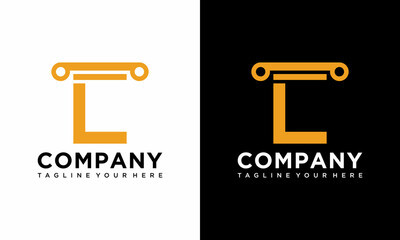 Legal law logo design template. Awesome a letter L Golden with legal law logo design vector template on a black and white background.