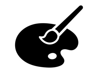 絵の具パレットと絵筆のシルエット