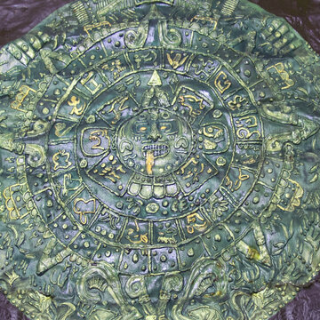 Aztec Calendar on Wrinkled Canvas