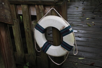 Water Life Saver ring for dock on overcast day