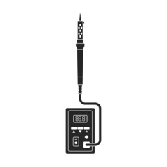 Soldering iron isolated black icon. Vector illustration solder on white background. Vector black illustration icon soldering iron.