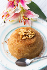Traditional Turkish semolina sweet desert halva (Turkish name; irmik helvasi)
