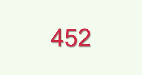 Countdown from 0 to 900 in 10 seconds animation. 4K resolution animation. Minimal style Red numbers countdown on white background.