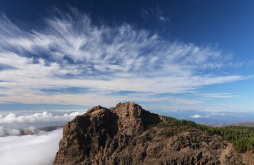 Gran Canaria, central montainous part of the island, Las Cumbres, ie The Summits, view towards El Campanario, the second highest point of the island
