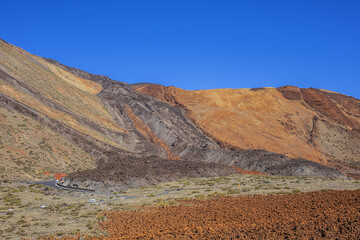 Dramatic moon-like scenery (Paisaje Lunar) at Las Canadas caldera in Teide National Park (Parque nacional del Teide). Tenerife, Canary Islands, Spain.
