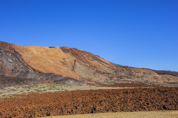 Dramatic moon-like scenery (Paisaje Lunar) at Las Canadas caldera in Teide National Park (Parque nacional del Teide). Tenerife, Canary Islands, Spain.