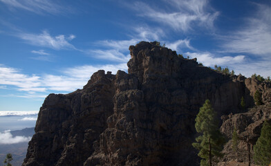 Gran Canaria, central montainous part of the island, Las Cumbres, ie The Summits, view towards El Campanario, the second highest point of the island
